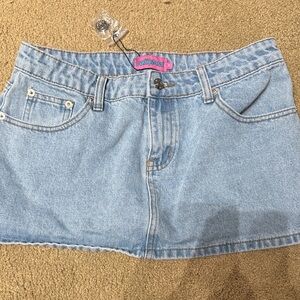 Edikted Light Blue Denim Mini Skirt